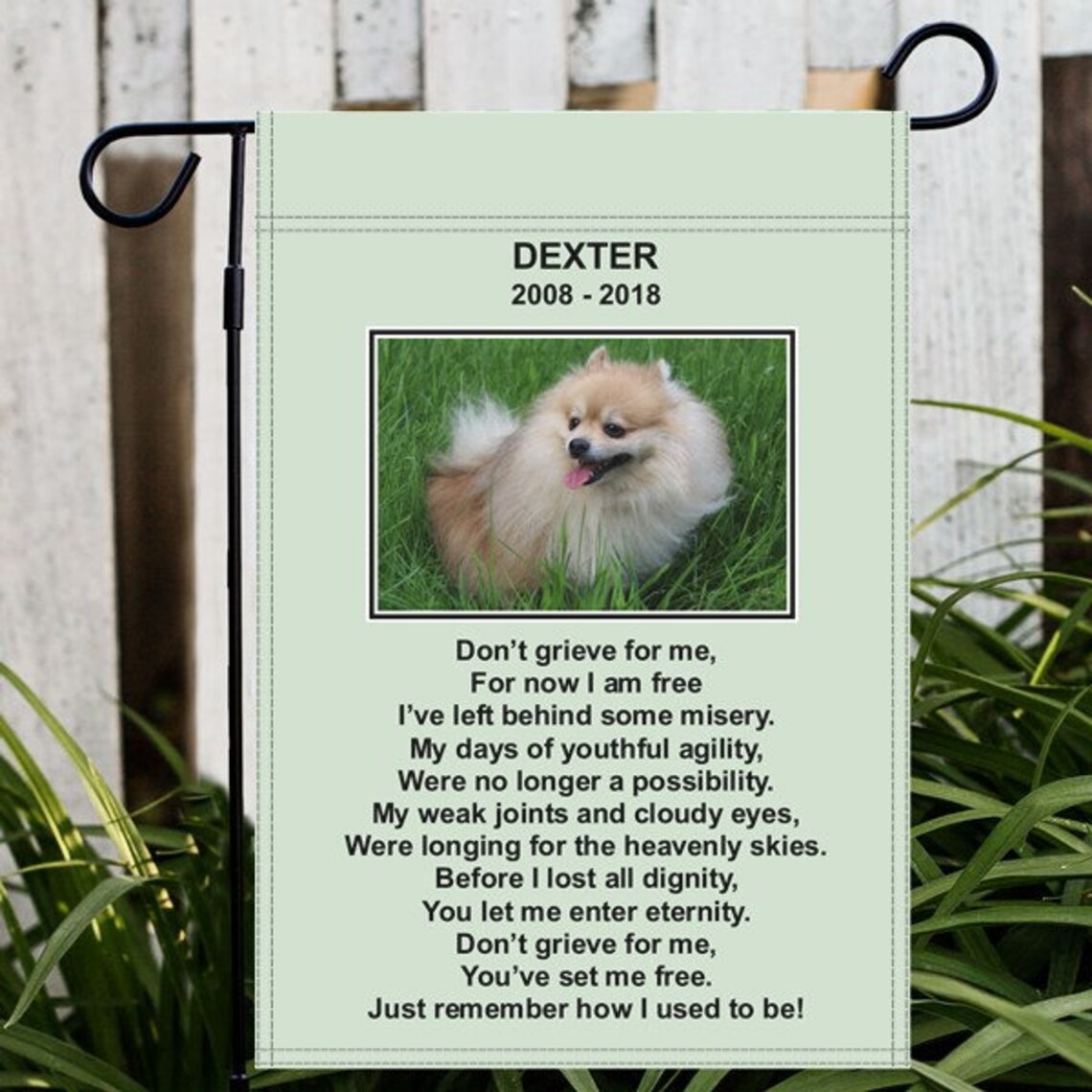 Personalized Pet Memorial Garden Flag Don't Grieve For Me