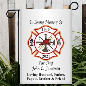 Personalized Firefighter Memorial Garden Flag: Maltese Cross Grave Marker