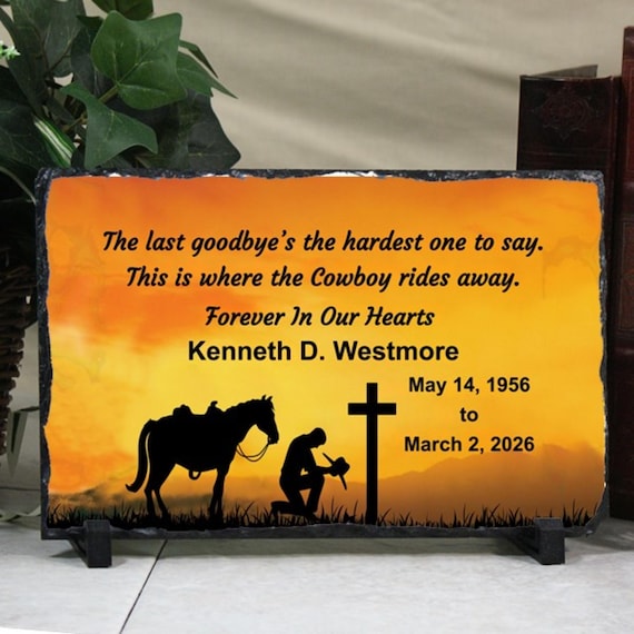 Personalized Cowboy Memorial Slate Plaque: Country Western Music Sympathy Gift