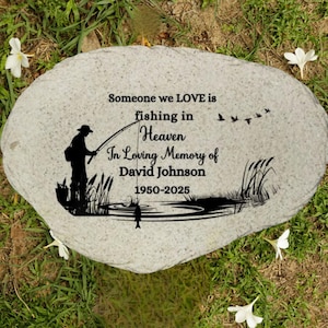 Personalized Fishing Memorial Garden Stone: Resin Sympathy Gift
