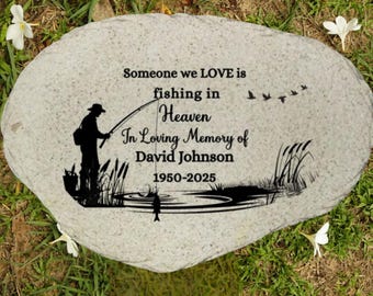 Personalized Fishing Memorial Garden Stone: Resin Sympathy Gift