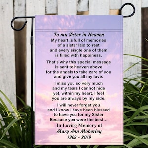 Personalized Sister Memorial Garden Flag: Loss of Sister Poem