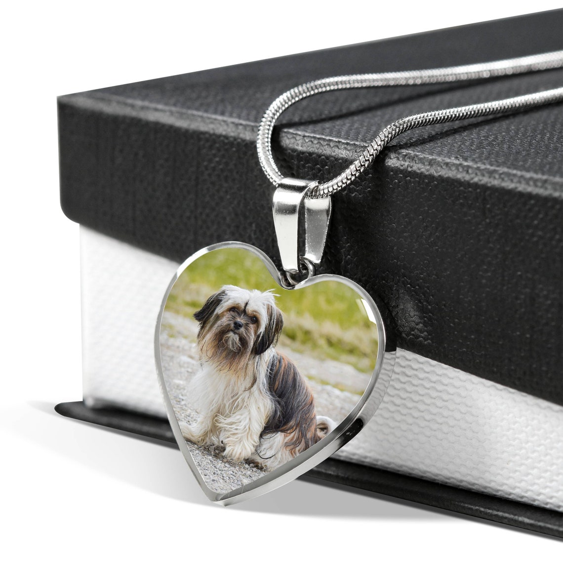 Dog Memorial Necklace Photo Memorial Necklace Pet Picture Etsy