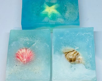 Hand-Painted Seashell Soap, set of three