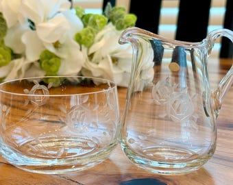 Vintage Hungarian Crystal Cream and Sugar Set
