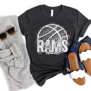 Rams Basketball Shirt Mascot Team Spirit Shirt Leopard Mom Parent Gift Short-Sleeve Unisex TShirt Unisex Tee Cheetah Custom Mascot