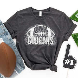 Team Spirit Shirt Cougars Leopard Football Mom Parent Gift Short-Sleeve Unisex TShirt Unisex Tee Football Cheetah