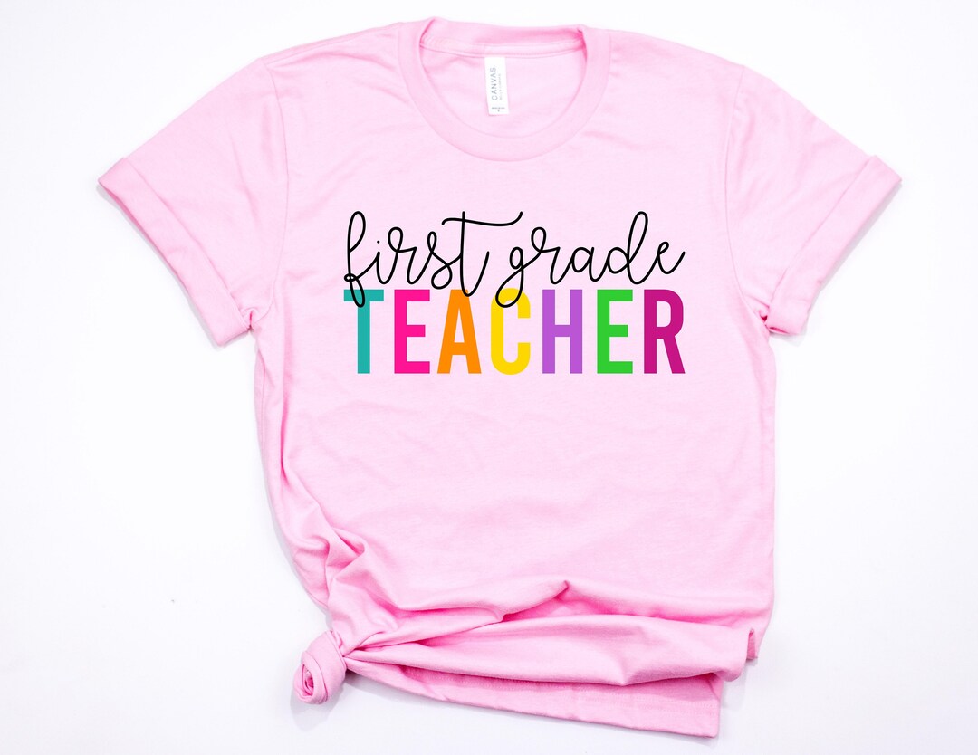 School Teacher Shirt First 1st Grade Teacher Tee T-shirt Minimalist ...