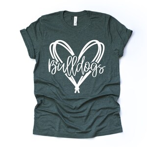 Team Spirit Shirt Bulldogs Heart Mom Parent Gift Short-Sleeve Unisex TShirt Unisex Tee Football Baseball Soccer Basketball