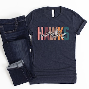 Team Spirit Shirt Go Hawks Mom Short-Sleeve Unisex Tee Shirt Football Baseball Soccer Basketball Grey Leopard Cheetah Tie Dye Polka Dots