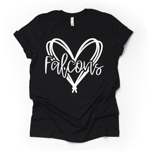 Falcons Heart Shirt, Mom Parent Team Spirit Tee