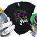 Mardi Gras Shirt Mardi Mirror Stacked Purple Yellow Green Fleur De Lis T-Shirt Tee Fun Bourbon St Laissez Les Bon Temps Rouler Parade Party