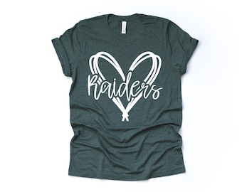 Raiders Heart Shirt, Mom Parent Team Spirit Tee