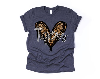 Leopard Heart Tigers Shirt, Team Spirit Tee, Mom Gift