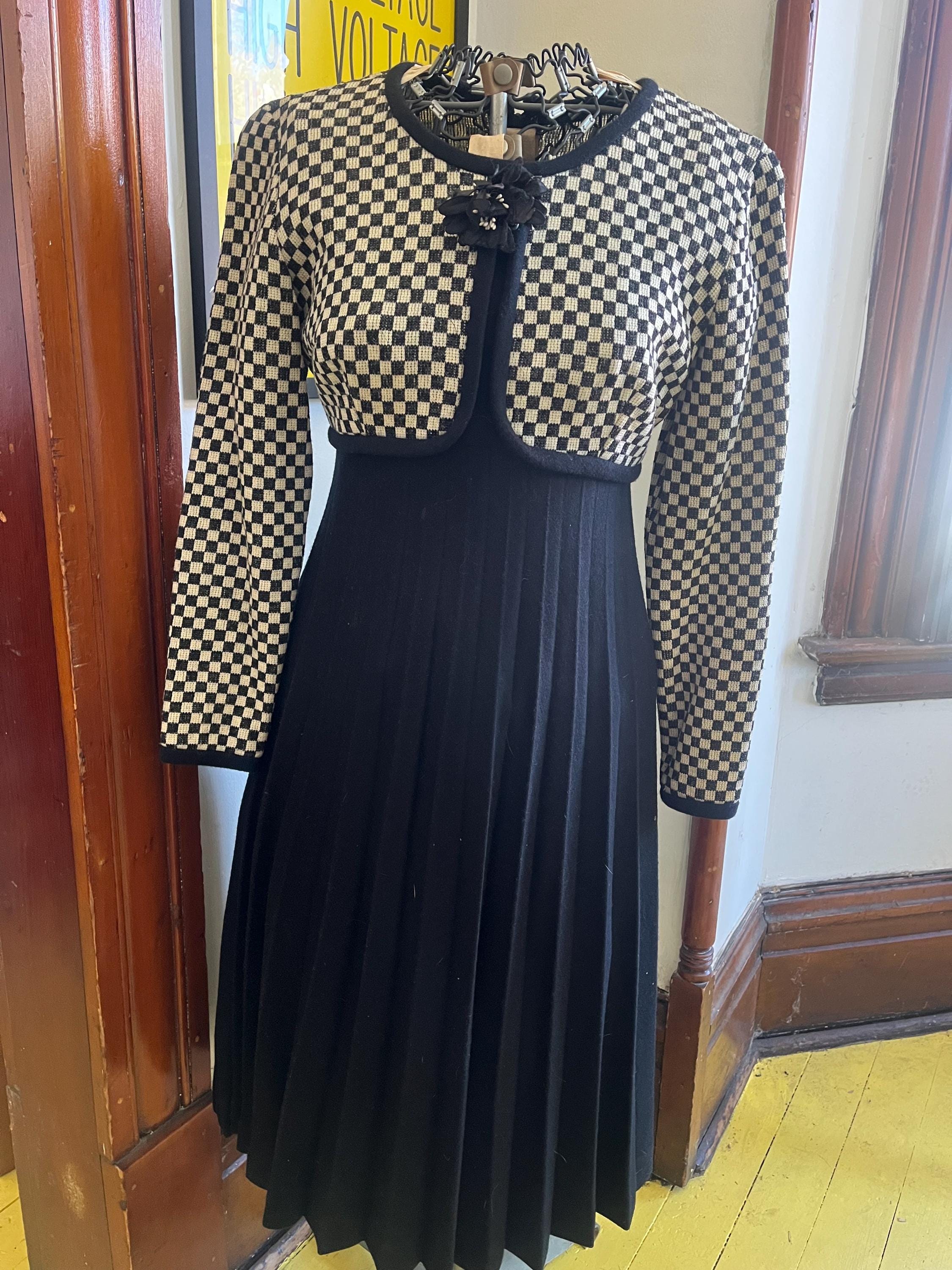 princess polly baby blue dress DIOR 60s Haute Couture Black Two-Piece Wool Dress – THE WAY WE WORE main image 0