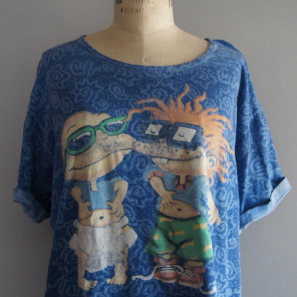 Vintage 90s Blue Rugrats Cartoon Cotton T-Shirt