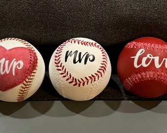 Handpainted Valentine's Day Baseball Heart