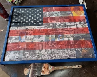 Handmade Decoupage Baseball Flag