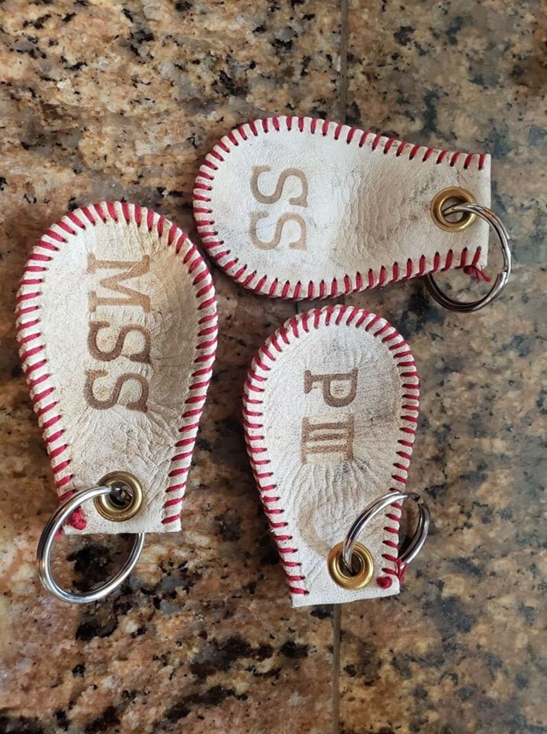 Personalized Hand Made Baseball Key Chain Etsy