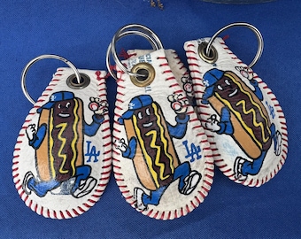 Dodger Dog - Hand Painted Key Chain Made from Professional Baseball