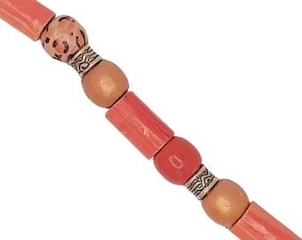 Orange paper bead necklace for women