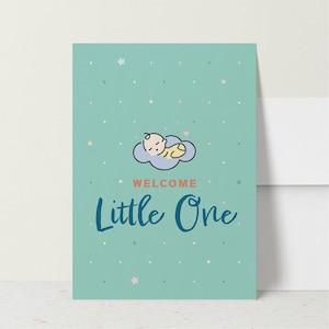 Tarjeta de bienvenida para el pequeño, linda tarjeta para recién nacido, tarjeta para bebé niño, tarjeta para niña, linda tarjeta para recién nacido, tarjeta para el nacimiento del bebé, tarjeta de hola bebé