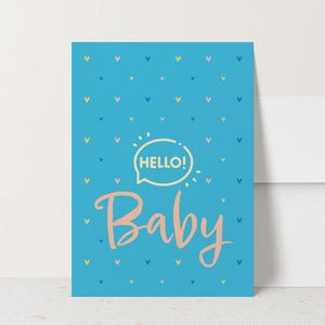 Tarjeta de bebé recién nacido, tarjeta de hola bebé, tarjeta de bebé niño, tarjeta de niña, tarjeta de recién nacido, tarjeta de nacimiento de bebé, tarjeta de hola pequeño