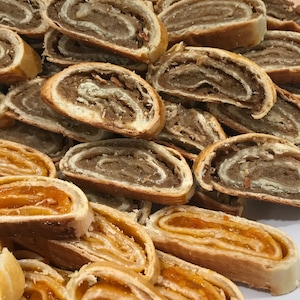 Homemade Large Kolache, Walnut, Apricot, Poppyseed, Raspberry, Lekvar, Cherry, Walnut Raisin Kolache (Hungarian Nut Roll)