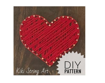 String art pattern mini heart printable, hearts string art pattern, DIY craft project for adults and kids, string art template for beginners