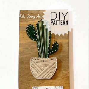 String art cactus pattern, DIY cactus string art wall decor, cactus string art template, simple string art, DIY craft for adult, cactus sign