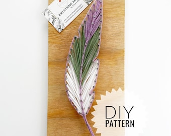 String Art Feather Template, DIY string art Feather pattern, Digital PDF Stencil feather design, printable template feather diy home decor