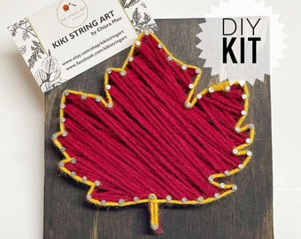 DIY 6”x6”Maple Leaf String art kit, leaf string art wall decor, craft kit for adults, diy fall decor, autumn leaf signs, diy string art KIT