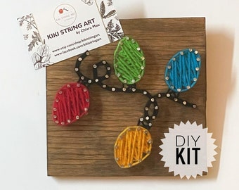 Christmas Light Bulbs String Art DIY Kit, Holiday Craft