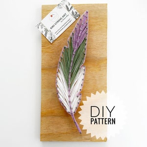String Art Feather Template, DIY string art Feather pattern, Digital PDF Stencil feather design, printable template feather diy home decor