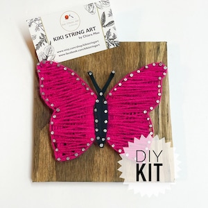 Butterfly String art Kit, DIY 6&quot;x6&quot; butterfly Kit, butterfly spring craft kit for kids and adult, DIY butterfly wall decor wood sign