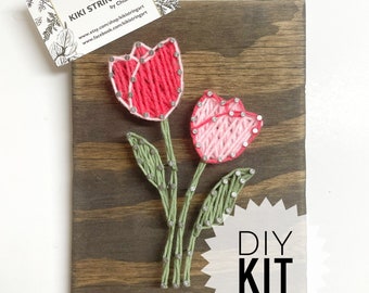 Tulips String Art Kit: DIY Spring Craft, Easter Project (6x8")