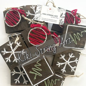 Handmade String Art Christmas Ornaments, Set of 3