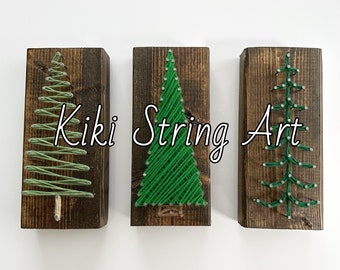 Christmas tree, Christmas tree string Art, Christmas decorations, holiday signs, wooden tree shelf sign, Christmas wall art, string art tree