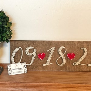 Wedding date string art sign, Engagement photo save the date sign, special date sign, elopement rustic sign, engagement announcement sign image 8