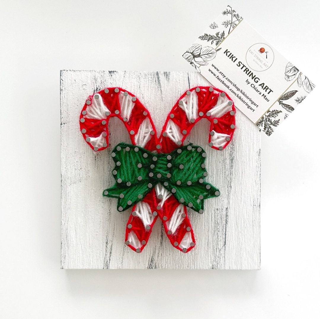 Candy Cane String Art Christmas Decorations Winter Holiday Etsy