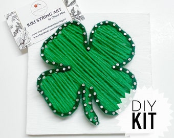 DIY 6”x6” Four Leaf Clover String Art Kit, St.Patrick’s day wooden sign, Shamrock string art craft kit, DIY Adult Craft Project, Irish decor