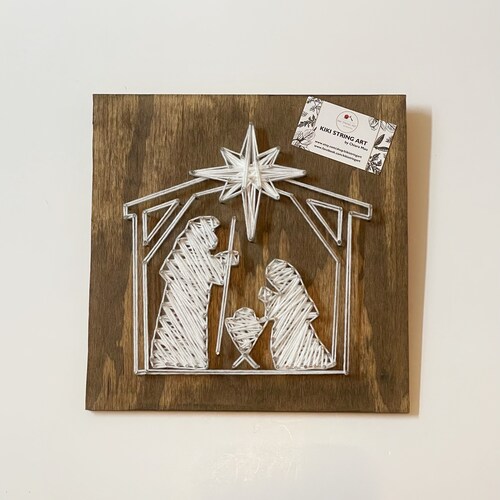 Nativity String Art Christmas Nativity Wood Sign - Etsy