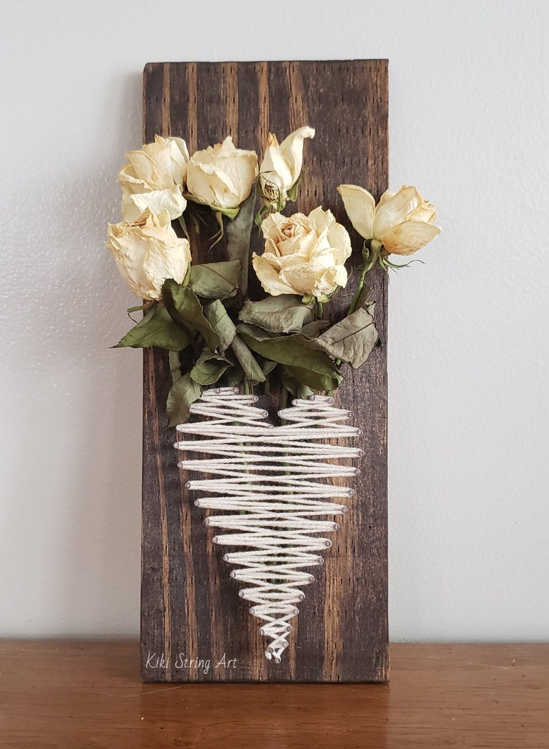 String art heart vase with flowers string art vase for Etsy