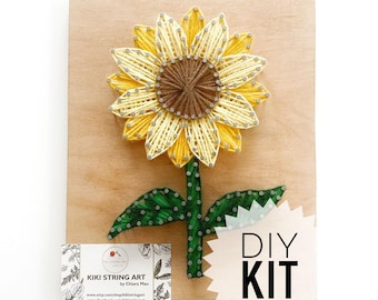 DIY Sunflower String art kit, Sunflower wall decor, string art KIT, adults DIY craft kit, sunflower string art wall art, sunflower gift