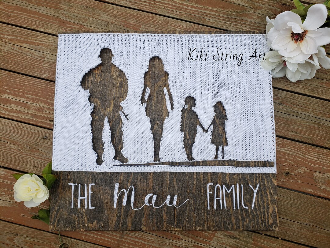 Family String Art, String Art Portrait, Military String Art With Family