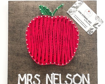 Personalized Teacher Appreciation Gift String art apple, Teacher gifts, End of year gifts, goodbye gifts, K-12 school grade gift idea