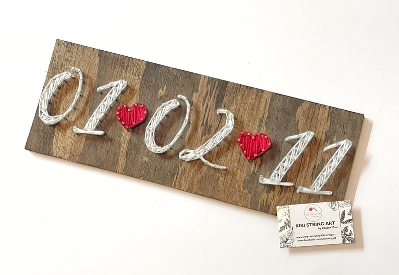 Wedding date string art sign, Engagement photo save the date sign, special date sign, elopement rustic sign, engagement announcement sign image 7