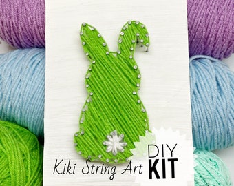 DIY 6"x8" Easter Bunny String Art kit, adults teens easy DIY craft kit, DIY bunny wood sign, diy Easter gift kit, spring craft bunny wallart