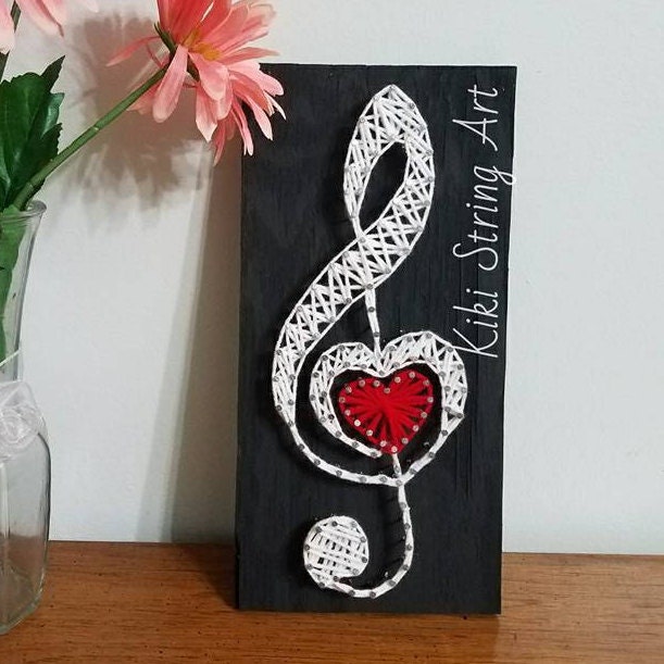 Music String Art Music Love Heart Red Heart Music Note Etsy