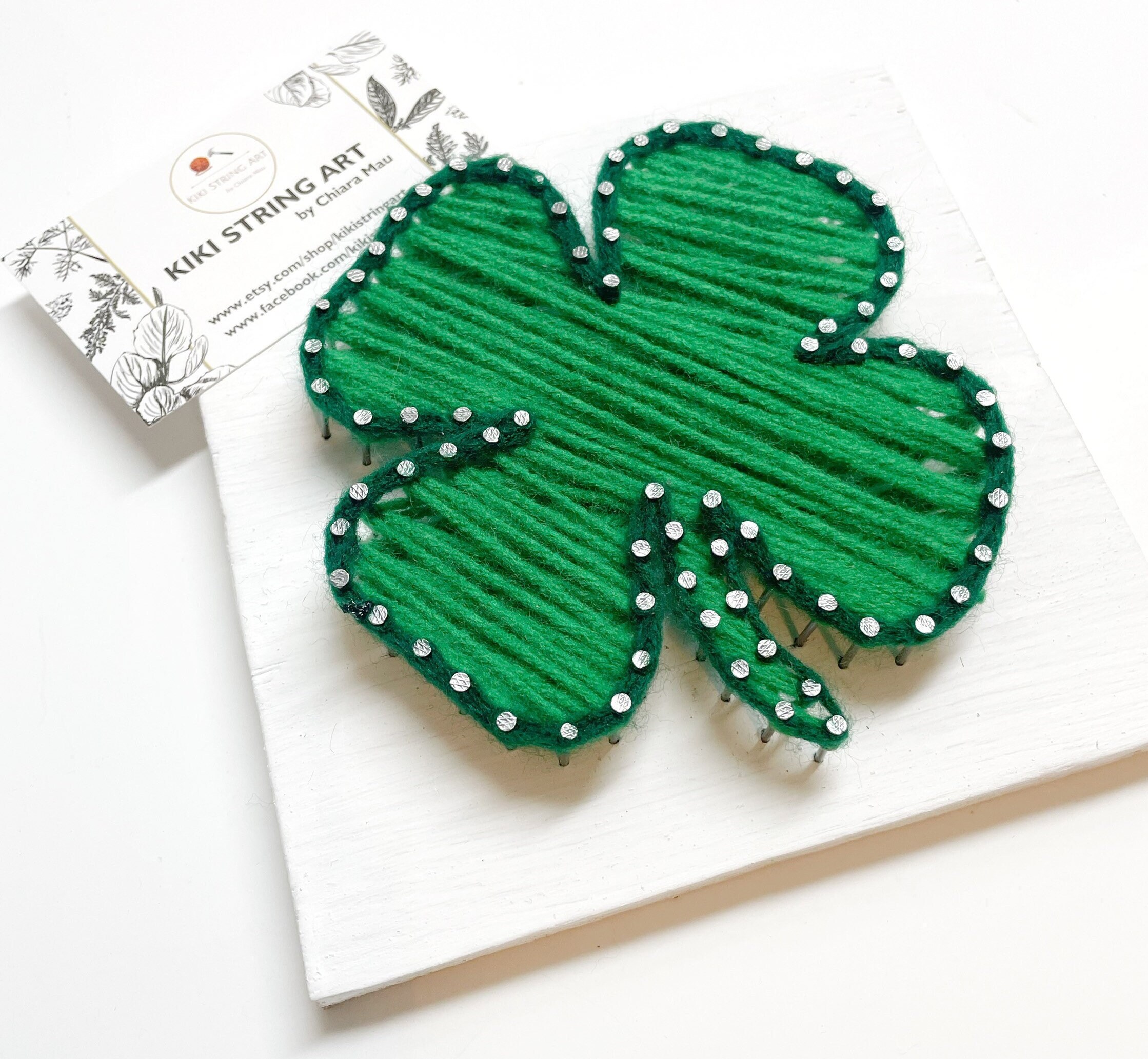 Four Leaf Clover String Art Pattern, Beginner DIY Craft (PDF